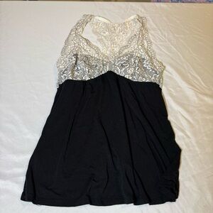 Adore Me Black Top with Cream Lace Detail